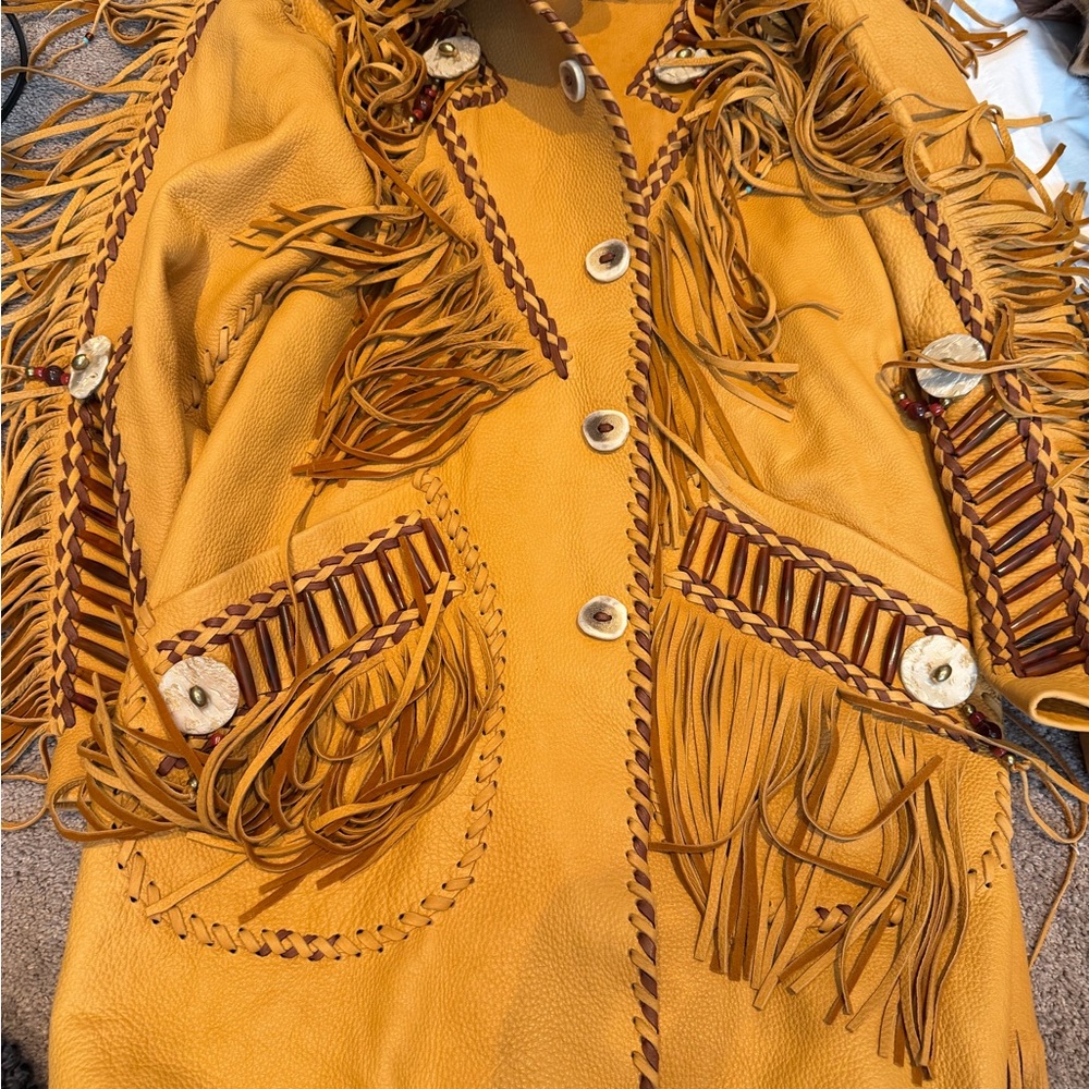Fringed tan leather rusty dorr  Jacket - Picture 7 of 15